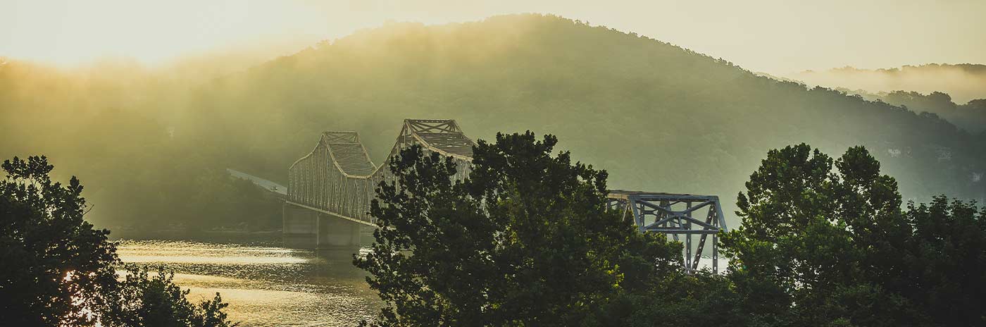 bridge and a foggy morning in taney county