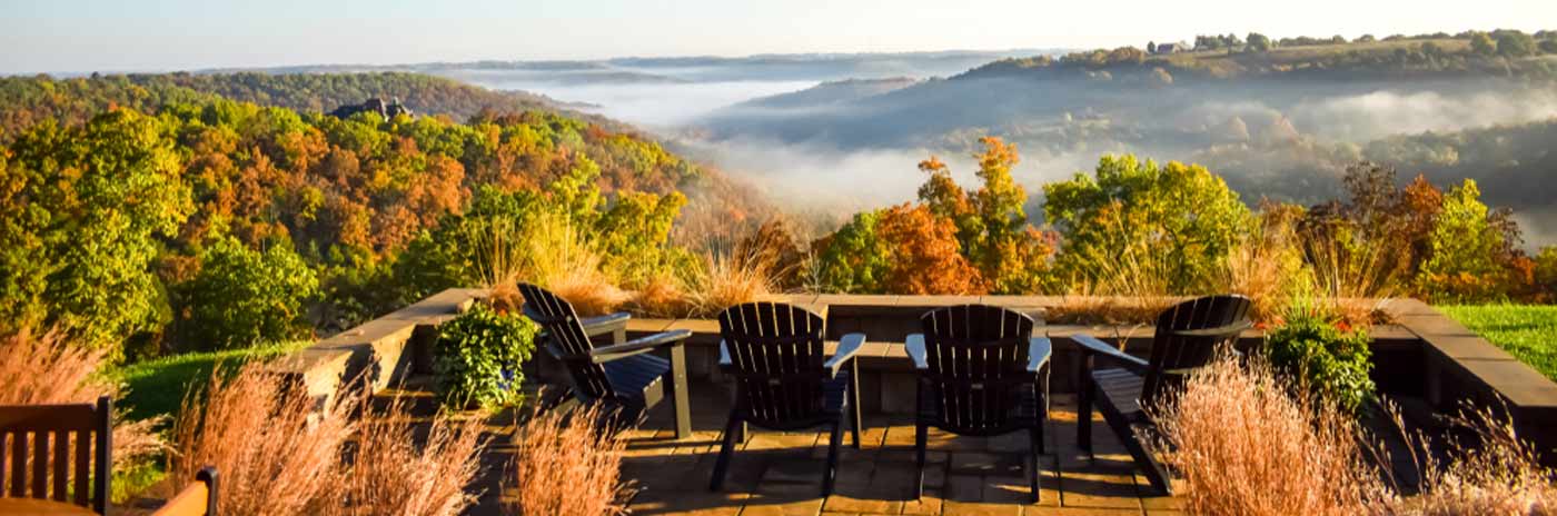 fall leaves at overlook of the ozark mountains